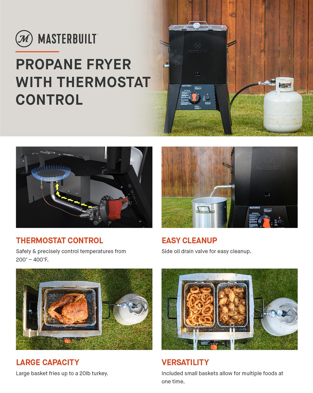 Masterbuilt Propane Fryer with Thermostat Control in BlackMB20020120